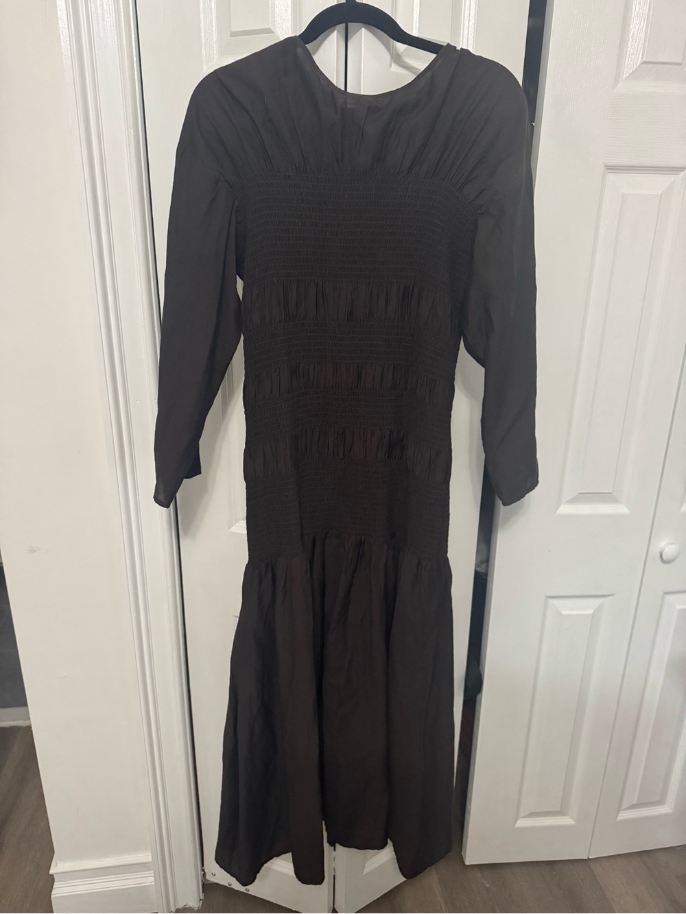 H&M Chocolate Brown Smocked Maxi Dress